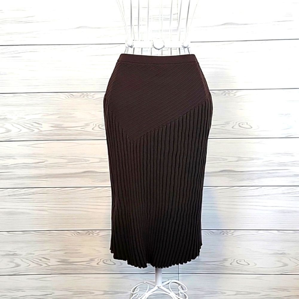 Nic & Zoe knit pencil skirt midi length - brown Women's Size S